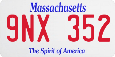 MA license plate 9NX352