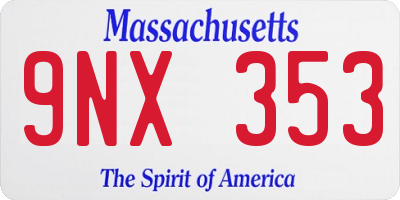 MA license plate 9NX353