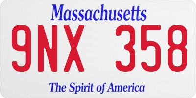 MA license plate 9NX358