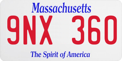 MA license plate 9NX360