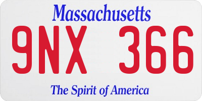 MA license plate 9NX366
