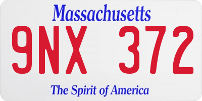 MA license plate 9NX372
