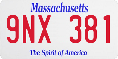 MA license plate 9NX381