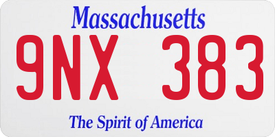 MA license plate 9NX383