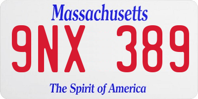 MA license plate 9NX389