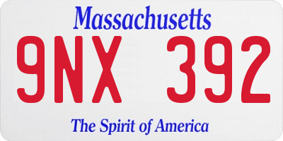 MA license plate 9NX392