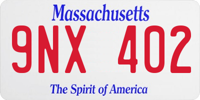 MA license plate 9NX402