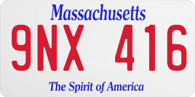 MA license plate 9NX416