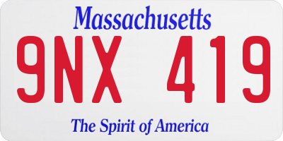 MA license plate 9NX419