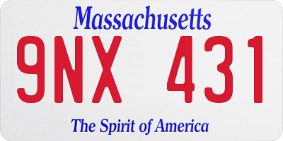 MA license plate 9NX431
