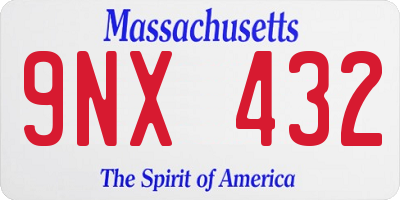 MA license plate 9NX432