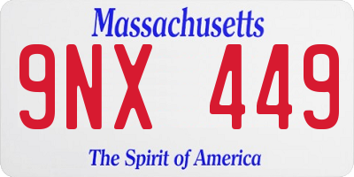 MA license plate 9NX449