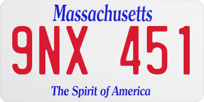 MA license plate 9NX451