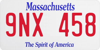 MA license plate 9NX458