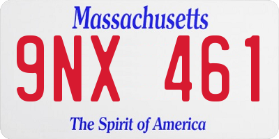 MA license plate 9NX461