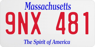 MA license plate 9NX481
