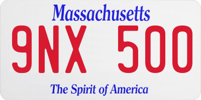 MA license plate 9NX500
