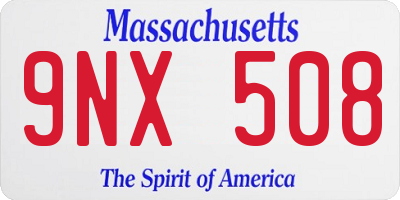 MA license plate 9NX508