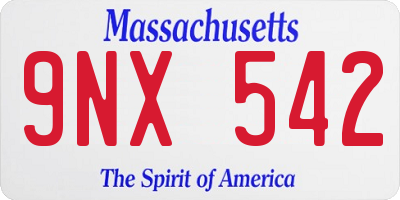 MA license plate 9NX542