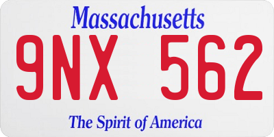 MA license plate 9NX562