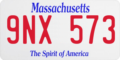 MA license plate 9NX573