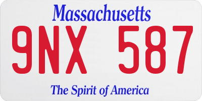 MA license plate 9NX587