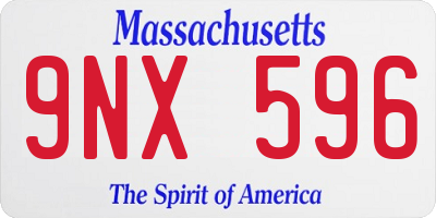 MA license plate 9NX596