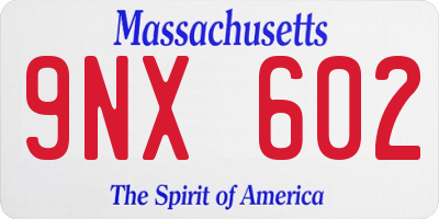MA license plate 9NX602