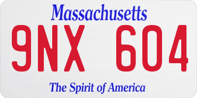 MA license plate 9NX604