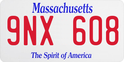 MA license plate 9NX608