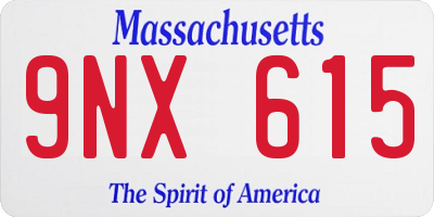 MA license plate 9NX615