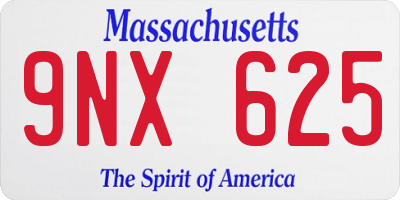MA license plate 9NX625