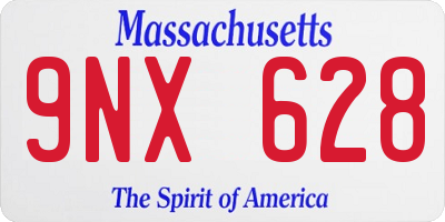 MA license plate 9NX628