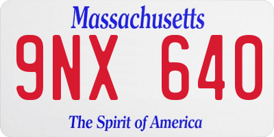 MA license plate 9NX640