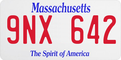 MA license plate 9NX642