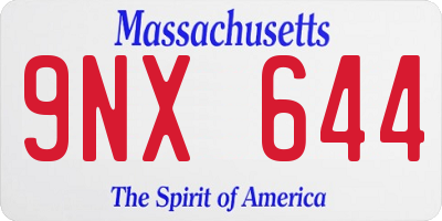 MA license plate 9NX644