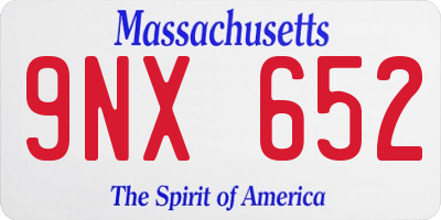 MA license plate 9NX652