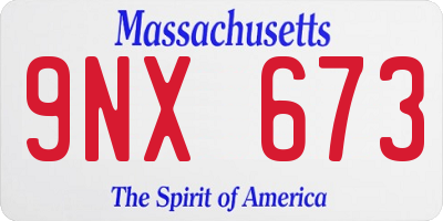MA license plate 9NX673