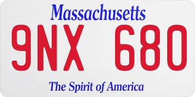 MA license plate 9NX680