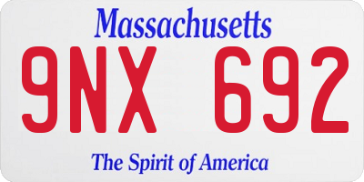 MA license plate 9NX692