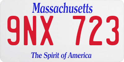 MA license plate 9NX723