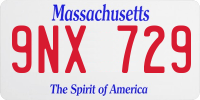 MA license plate 9NX729