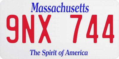 MA license plate 9NX744