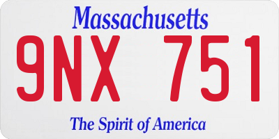 MA license plate 9NX751
