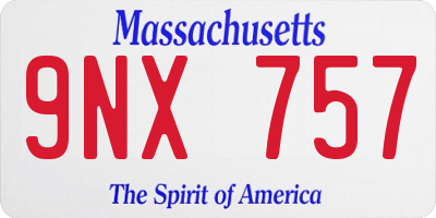 MA license plate 9NX757
