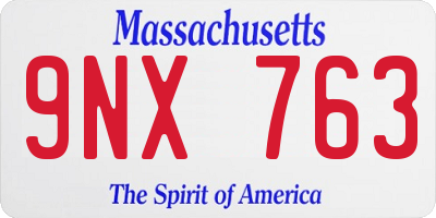 MA license plate 9NX763