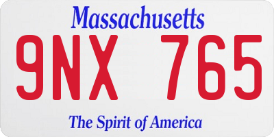 MA license plate 9NX765