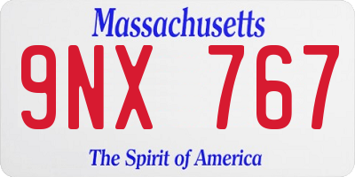 MA license plate 9NX767