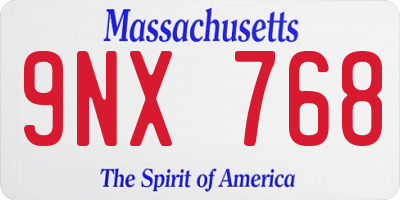 MA license plate 9NX768