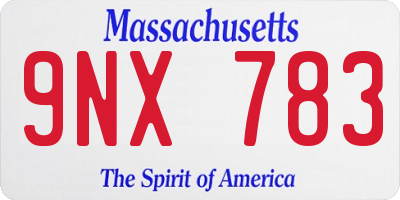 MA license plate 9NX783